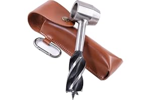 BOUNHOHE Bushcraft Survival Tool, Survival Tool for Bushcraft Settlers, Manual Drill Wrench, Scotch Eye Auger Drill and Hand Hole Maker for Outdoor, Bushcrafting, with Protective Case and Hook