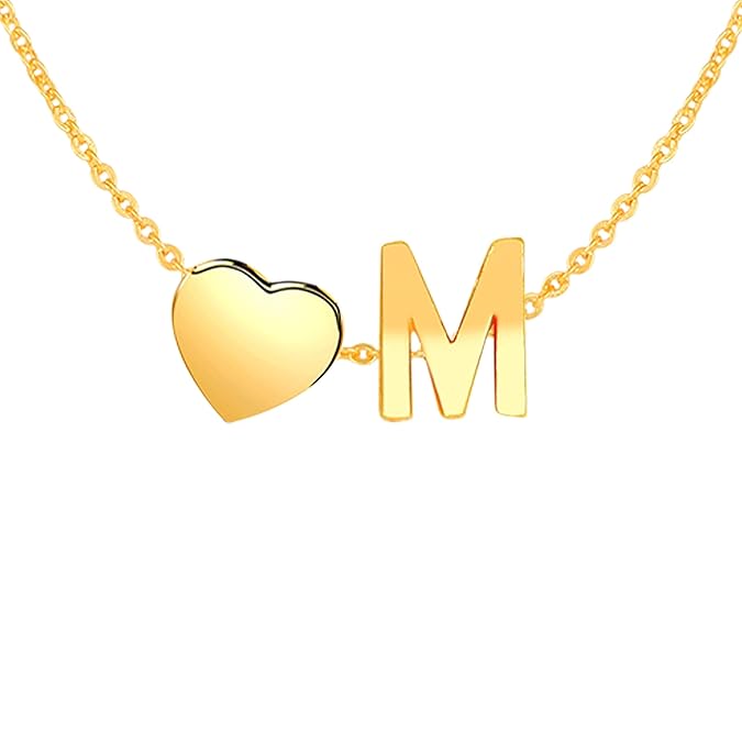 Buy Kanak Jewels Lovely Alphabet 'M' & Tiny Heart Locket Chain Double Pendant Initial Letter n 