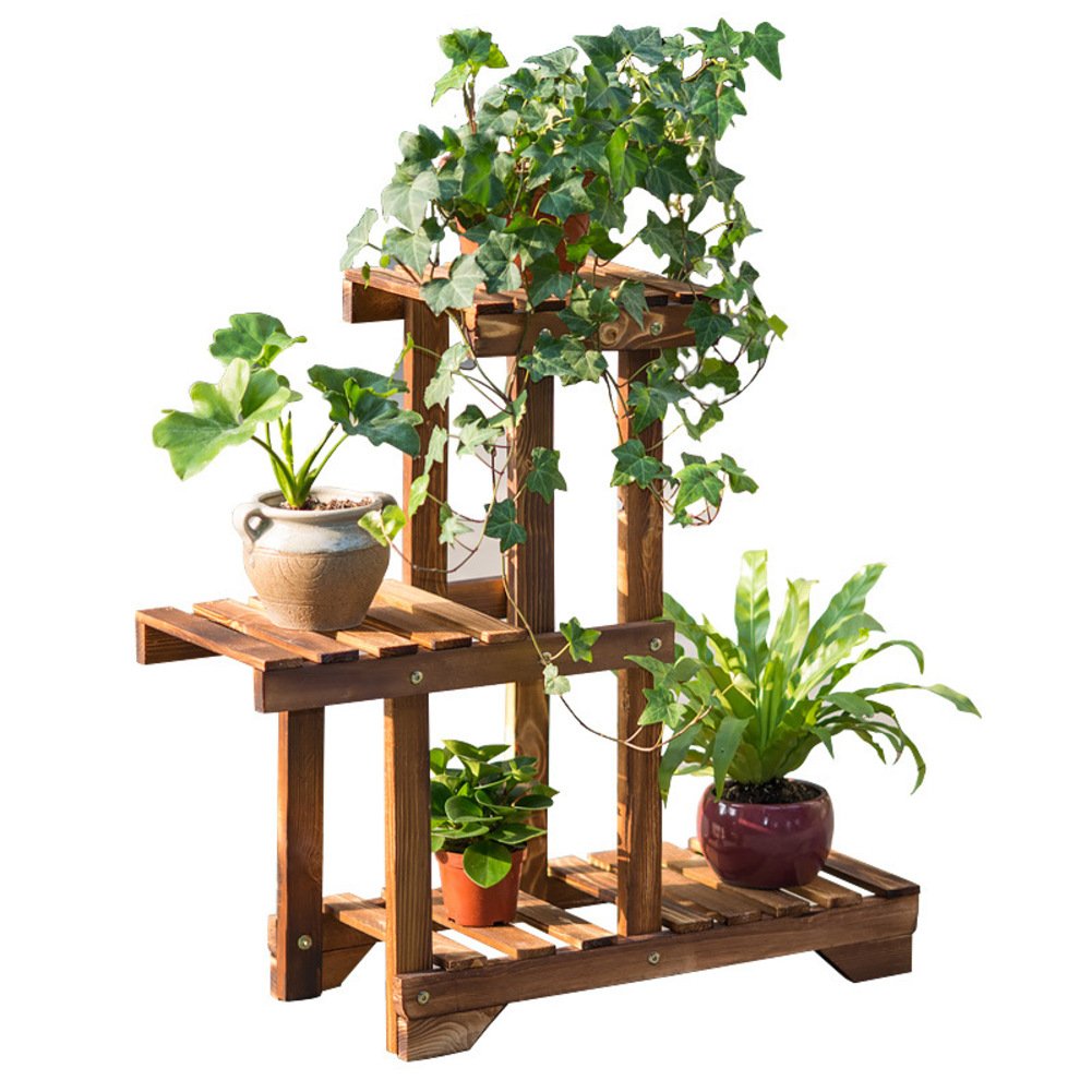 Balcony flower stand solid wood color balcony living room multilayer multimeat indoor