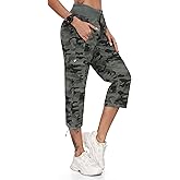 MoFiz Women's Cargo Capris Pants Loose Fit Casual Hiking Pants Lightweight Quick Dry Travel Summer Pants for Women