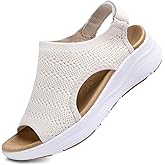 YESWIN Women Arch Support Orthotic Walking Sandals Open Toe Adjustable Ankle Strap
