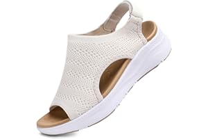 YESWIN Women Arch Support Orthotic Walking Sandals Open Toe Adjustable Ankle Strap