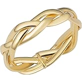 KoolJewelry 14k Yellow Gold Braided Band Minimalist Ring (5.25 mm)
