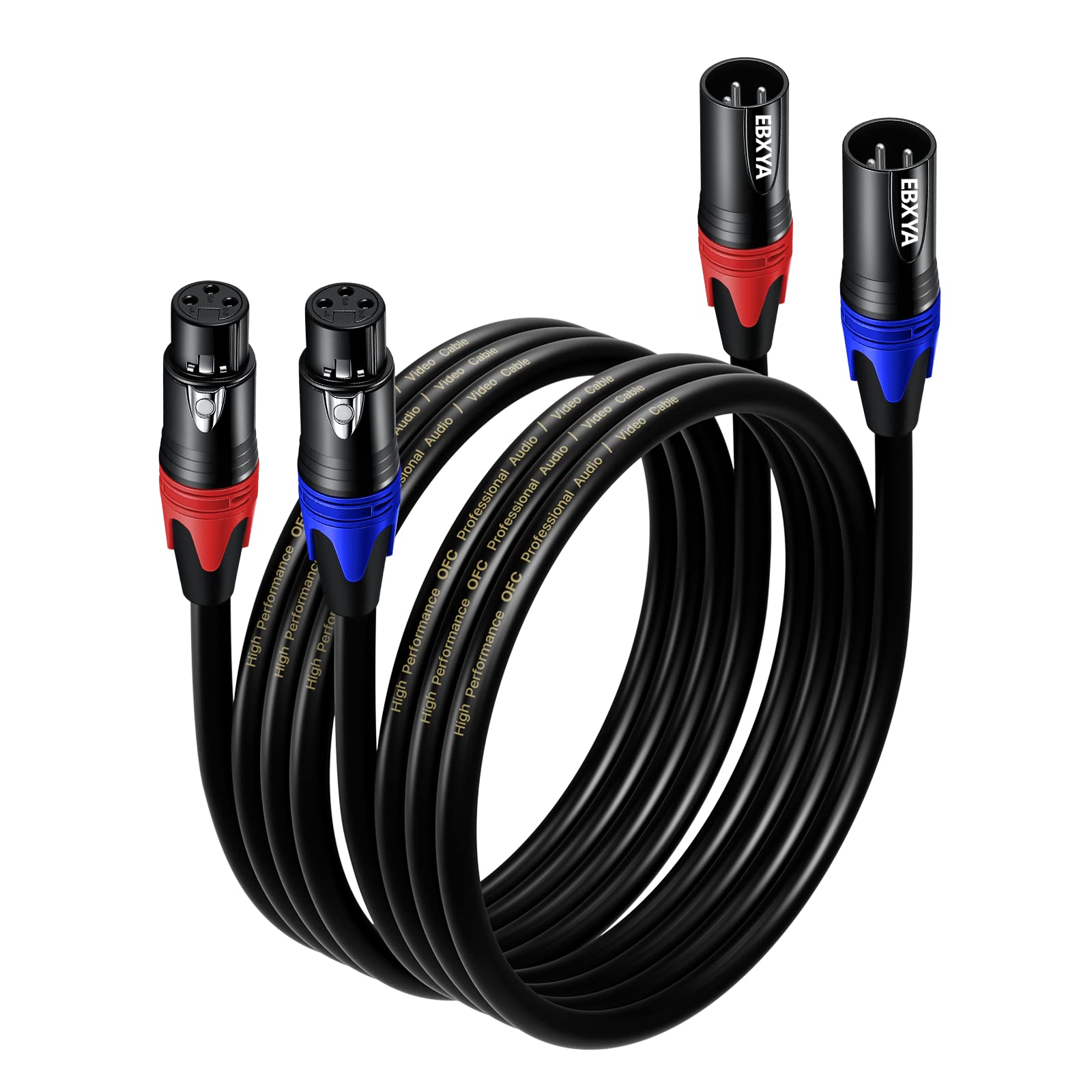 EBXYA XLR Cable 1M 2Pack - Male to Female Microphone 3-Pin Balanced DMX Patch Cable