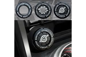 AMOHOMA Car Push Start Button Cover, Universal Rotating Push to Start Covers, Car Engine Start Stop Button Cover for Car and Some Motorcycle (Anime-Black 10)