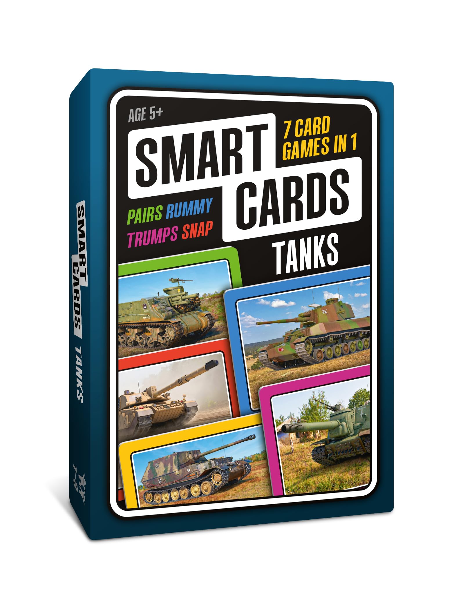 SMART CARDS Tanks, 7 games in 1, Pairs, Snap, Trumps, Rummy, Memory Quiz, Learn Facts, Travel Game, Gift, Stocking Filler, Age 5+, 1-8 Players