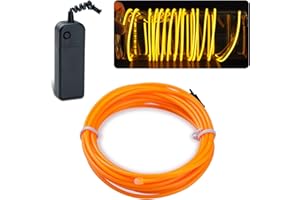 lychee 15ft EL Wire Neon Glowing Strobing Electroluminescent Light El Wire w/Battery Pack for Parties, Halloween Decoration (Yellow)