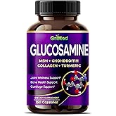 GriMed Glucosamine Complex 8-in-1 with MSM &amp; Chondroitin, 150 Capsules | Joint &amp; cartilage wellness support with 400 mg Glucosamine, Collagen &amp; D3. Quality-tested, Gluten-Free 150-day supply.