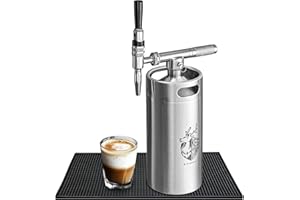 KEG STORM Stainless Steel 128 oz Nitro Cold Brew Coffee Maker - Portable Mini Keg System - with Stout Creamer Faucet Large Home Keg - Collapsible Funnel & Drip Mat