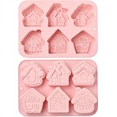 UR URLIFEHALL 2 pcs Pink House Shaped Silicone Molds Nonstick Home Cake Baking Molds for Handmade Soap Candle Aromatherapy Wax Candy Chocolate Making