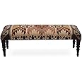 NATURAL FURNISH Wool Jute Kilim Wooden Bench Table for Living Room