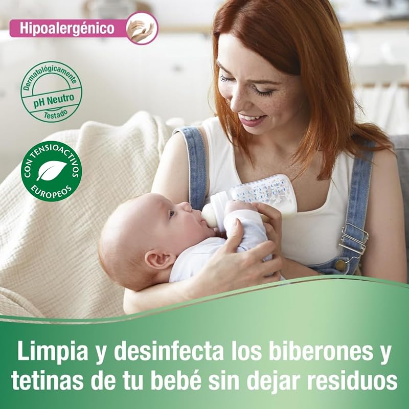 - Garrafas, Tetas e Chupetas Ecológicas de Detergente com Pantenol | Hipoalergénico e Gel de Limpeza Sem Fragrância | Embalar 2 x 500 ml