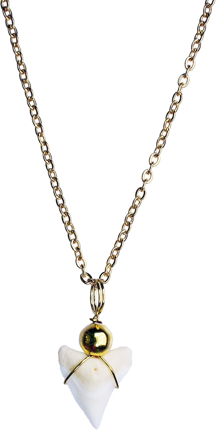 exoticdream Real Shark Tooth Necklace Rasta Jamaican Surfer Hawaiian Beach - Stainless Steel