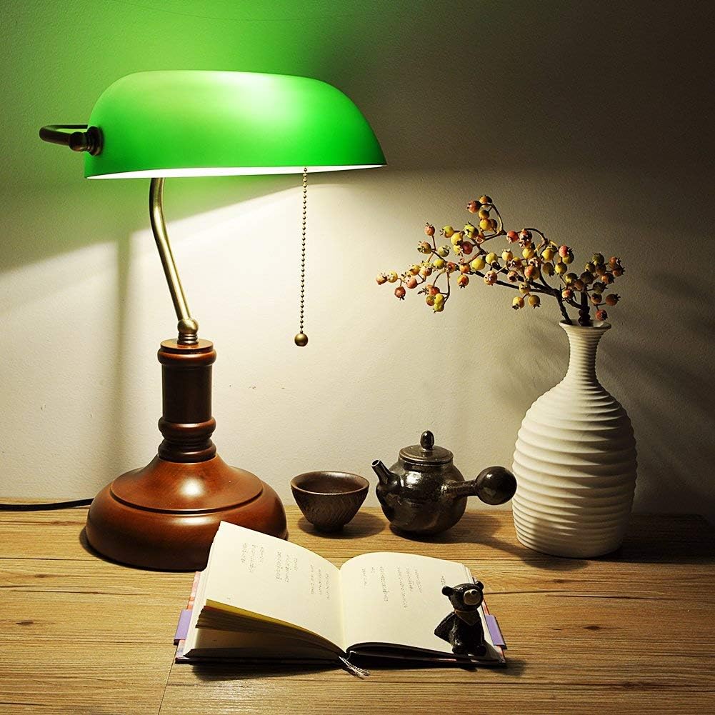 PR Home Lampada da tavolo Axel, ottone, paralume in vetro verde