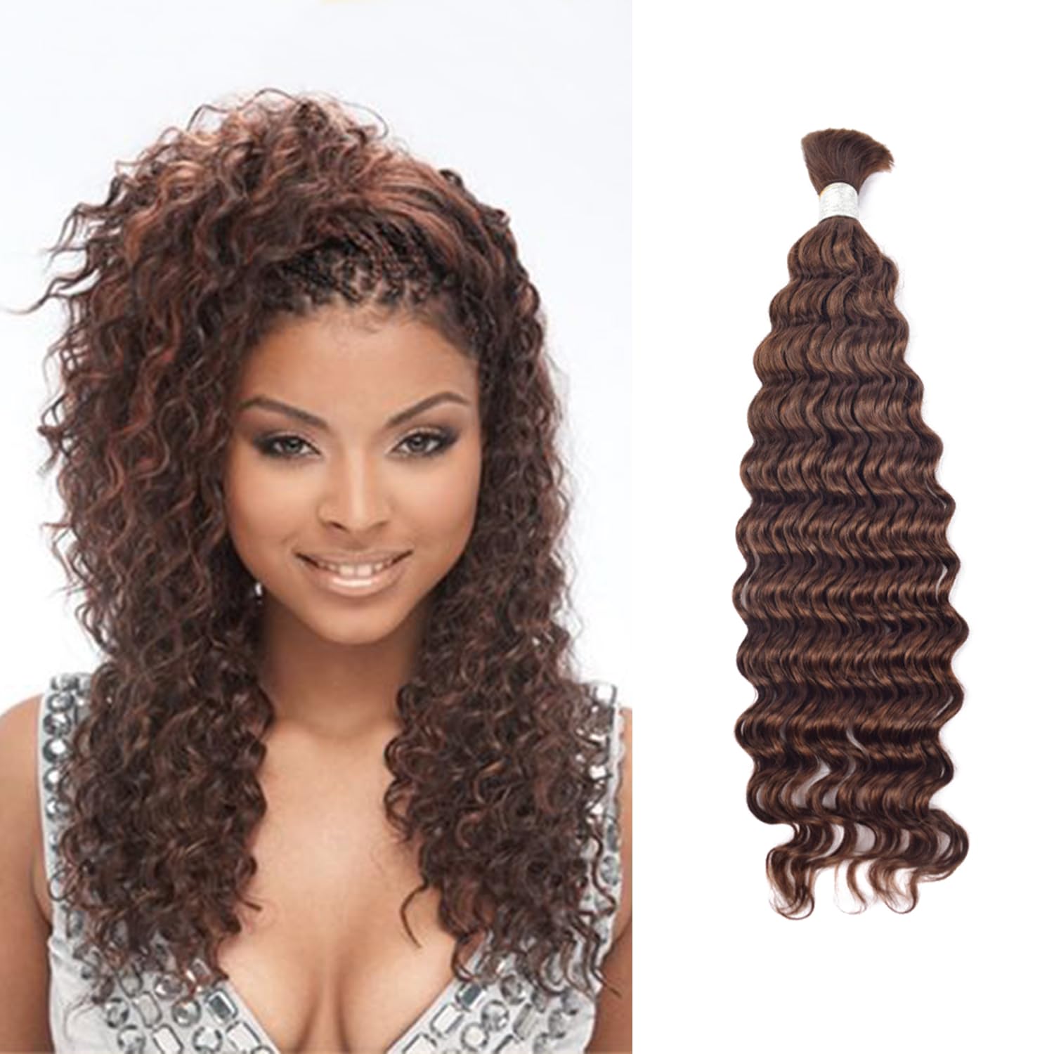 18 Inch Human Hair For Braiding Hair Bulk Braid Extensions Deep Wave Boho Human Braiding Hair No Weft Micro Braiding Human Hair 100g