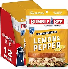 Bumble Bee Lemon & Pepper Seasoned Tuna, 2.5 oz Pouches (Pack of 12) - Ready to Eat - Wild Caught Tuna Packet - 17g Protein p