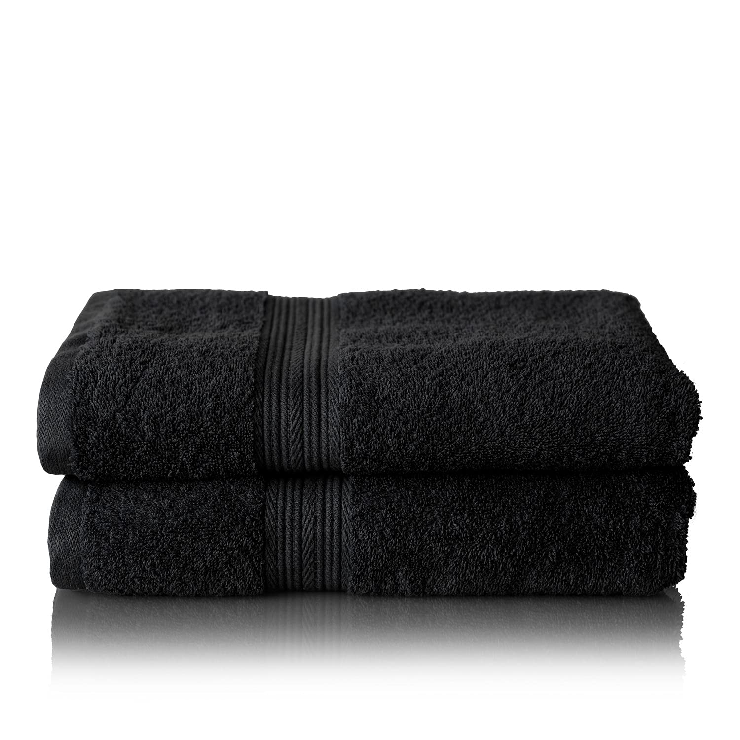 Glart Premium Set of Terry Hand Towels, Range of Terry Towels in 6 Colours and 5 Sizes, Colour: Black, 2X Bath Towels 70 X 140 cm