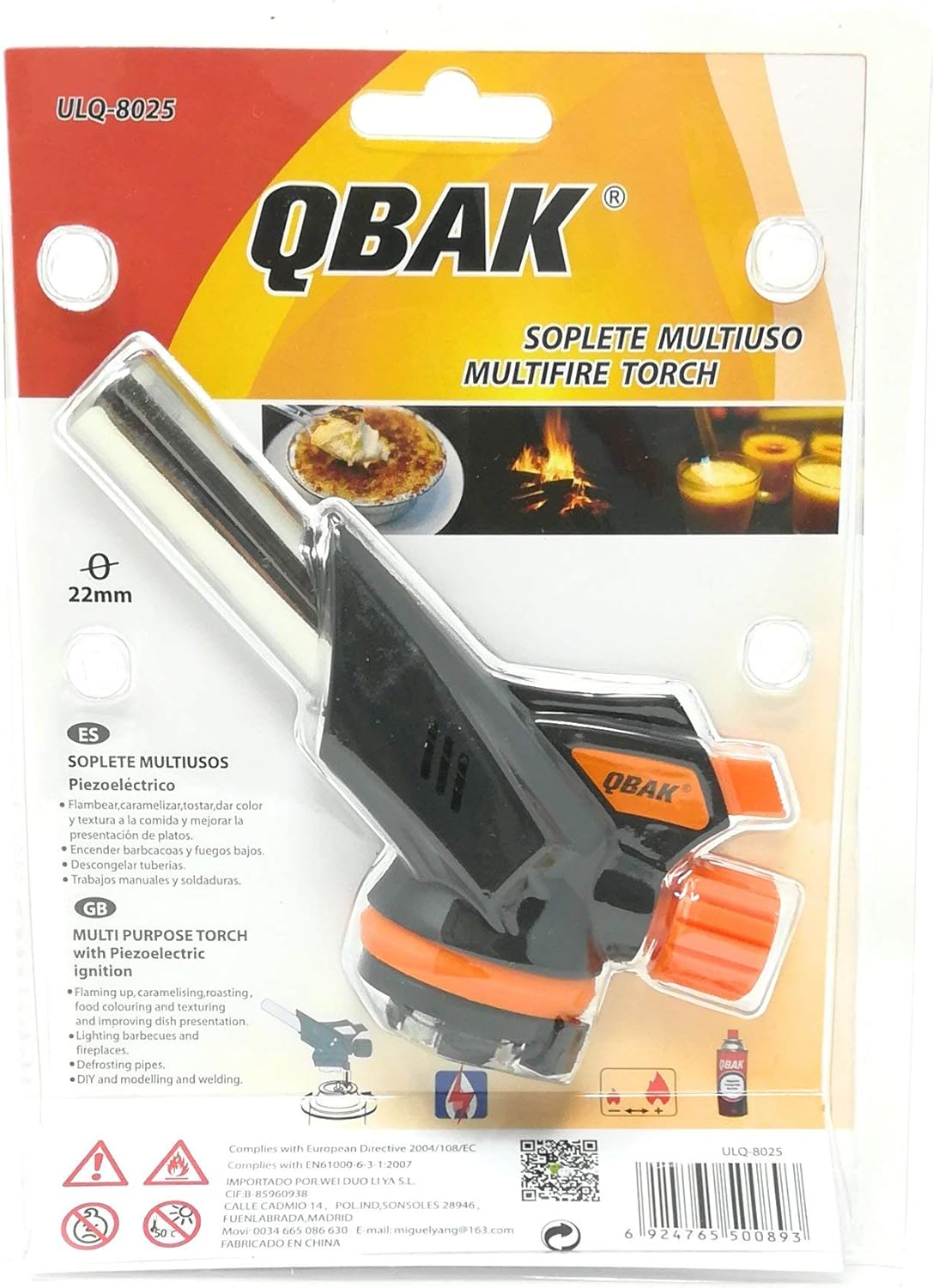 Qback - Cabezal Soplete de Gas con Adaptador - Soplete de ...