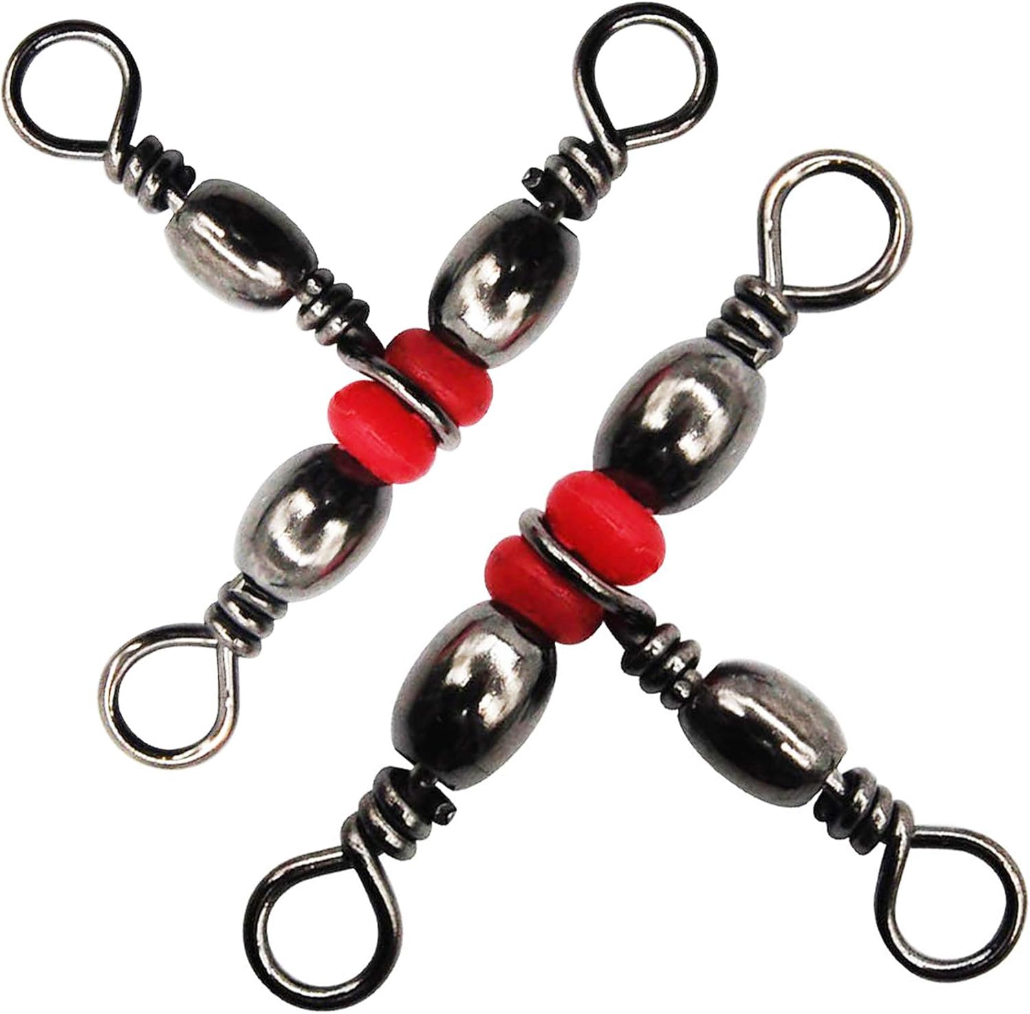 3 Way Barrel Swivels 3Way Cross Connector with Red Fishing Beads for