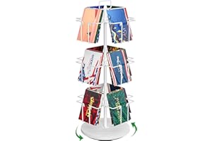 3 Tier Rotating Greeting Card Display Stand with 12 Pockets, Metal Greeting Card Rack for Stickers, Photocard, Brochures, Cou