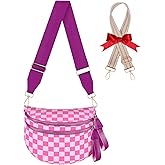 X-KIDS Checkered Crossbody Bag Bum Bags for Women Large Nylon Checkered Purse Fanny Packs Sling Bag, Bonus with a Extra Strap