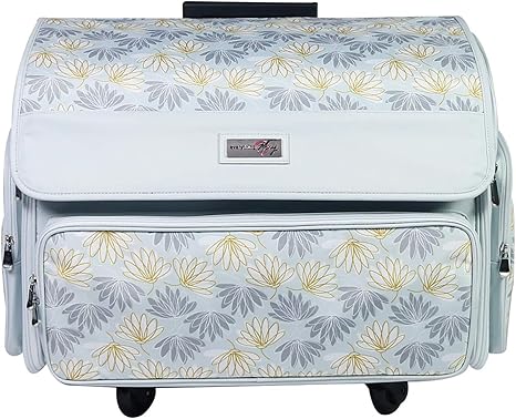 Amazon Everything Mary 4車輪付き 折りたたみ式 デラックス ミシン用収納ケース ホワイト キャスター付きトロリーキャリーバッグ Brother Singer Bernina ほとんどのマシンに対応 トラベルトートオーガナイザー ミシン付属品収納可 裁縫箱 収納 通販