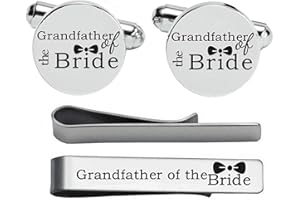 Kooer Custom Personalized Cufflinks & Tie Clip Set Wedding Jewelry Cufflinks Engraved Gifts for Men