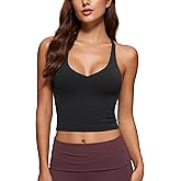 INGIA Womens V Neck Tank Tops Double Lined No Padded Spaghetti Criss Cross Strap Statement Strappy Back Casual Crop Top