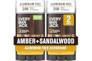 Every Man Jack Amber + Sandalwood Men’s Deodorant – Stay Fresh with Aluminum Free Deodorant For all Skin Types – Odor Crushing, Long Lasting, with Naturally Derived Ingredients – 3oz (2 Pack)