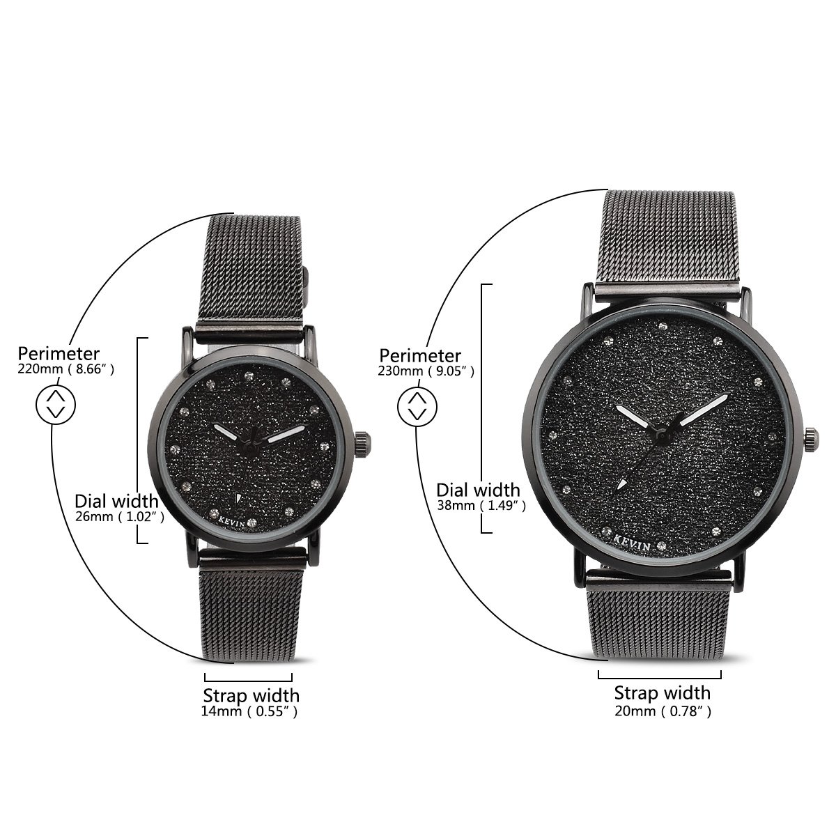 LONGQI Rhinestone Couple Mesh Watch Starry Dial Round Case Sparkling Wristwatch Holiday Gift (Men)