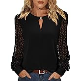 KISSMODA Womens Fashion Blouse Long Sleeve Casual Tunic Solid Basic Top Soft Breathable Tunic Tops 2026 Fall Trendy S-XXL