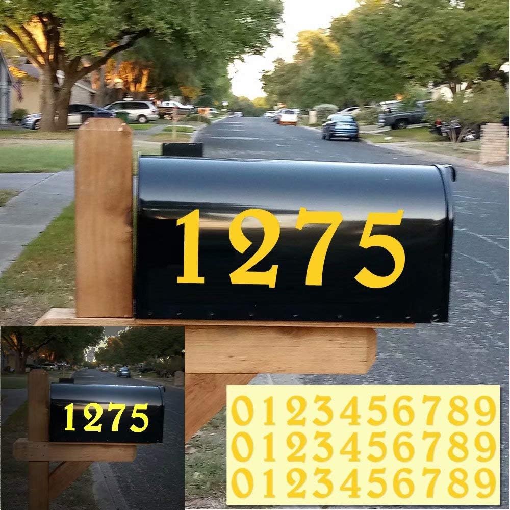 Diggoo Reflective Yellow Mailbox Numbers Sticker Decal Die