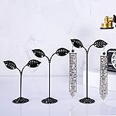 AUTODECO Black Earring Stand Detachable Metal Earring Display Storage Rack for Photography Jewelry Props Show Closet Retail Store Display 3 Pcs, Leaf Shape