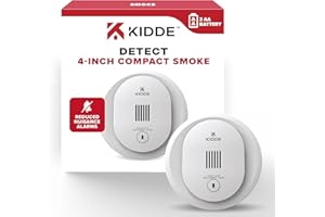 Kidde Smoke Detector, 4-Inch Compact, AA Battery Powered, 10SDR