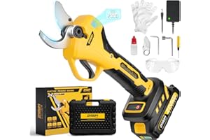 IMOUMLIVE Brushless Electric Pruning Shears with LCD Display and SK5 Blades, Adjustable Cutting Diameter 0.4-1.2 Inch, Portable Cordless Pruning Shears for Gardening Tree Pruning