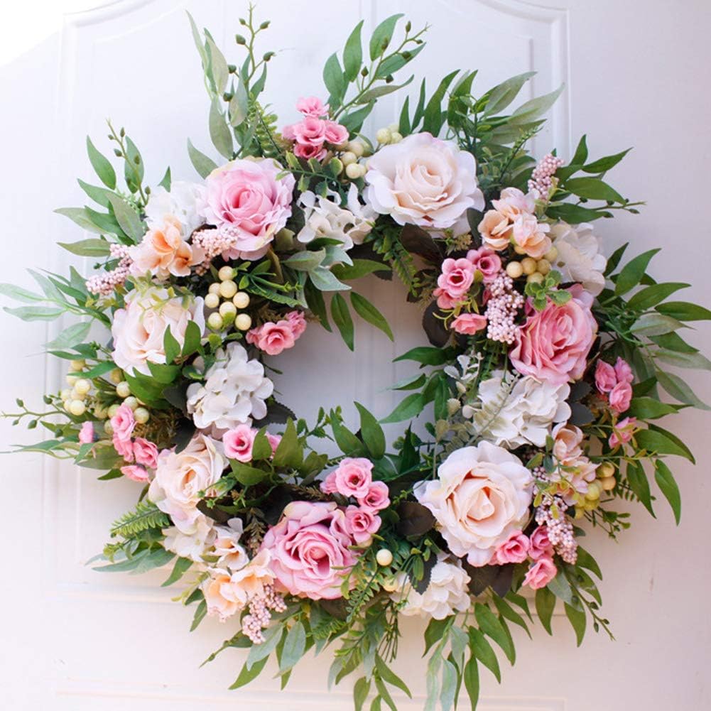 THE BEST DAY 22'' Rose Wreath, Large Rustic Farmhouse Decorative