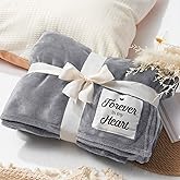 Memorial Sympathy Fleece Blanket - Forever in My Heart, Loss of Loved One Condolence Gift, Bereavement Healing Throw for Women - 50' x 60' Light Gray