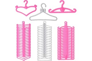 LAUSOMILE Dolls Clothes Hangers Toys，Doll House Decoration, 60 Piece Fashion Doll Hanger for 11.5 inch Baby Doll Gown Dress Outfit, 3 Styles Plastic Doll Hangers，Cute Stuff， Baby Doll Accessories Fits for Doll