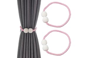 Zlongron Magnetic tie Backs for Curtains,Pearl Ball Curtain Magnetic tie Backs, Effective Against Tie Backs for Curtains, Suitable for Home, Office, Hotel Magnetic Curtain tiebacks (Pink)