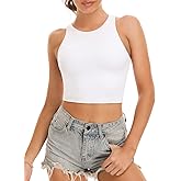 Yeawinta Workout Crop Tops for Women Cropped Racerback Halter Neck Shirts Sleeveless Yoga Tops Pack