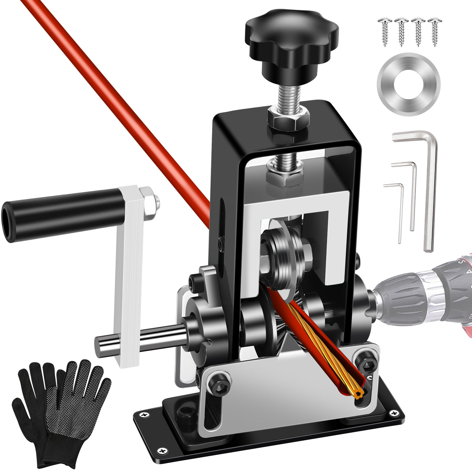 Photo 1 of Trivd Frol Manual Wire Stripping Machine, Gauge Wire 0.06"-1", Scrapping Copper Wire Peeler Machine, Drill Powered/Hand Crank Dual-drive Wire Stripper Tool for Scrap Copper Recycling & DIY etc.