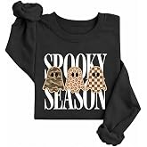 ASUIU Spooky Season Sweatshirt Leopard Ghost Halloween Sweatshirts Women | Halloween Sweatshirt Ghost, Halloween Party, Long Sleeve, Spooky Sweatshirt, Crewneck, Pullover, Cosplay, Halloween Costumes