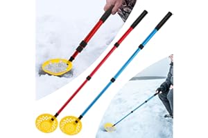 Motionchic 2 Pcs Retractable Ice Fishing Scoop Skimmer Adjustable Ice Fishing Scooper with Long Handle Winter Ice Fishing Skimmer Scoop Ice Fishing Gear for Scooping Out Ice While Fishing