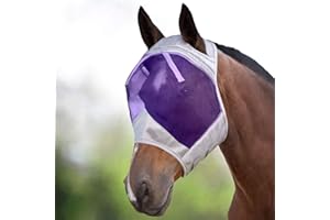 Harrison Howard CareMaster Horse Fly Mask Standard Silver/Purple Retro Large Full Size
