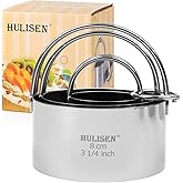 HULISEN Biscuit Cutter Set (3 Pieces/Set), Stainless Steel Round Cookies Cutter with Handle, Professional Baking Dough Tools,