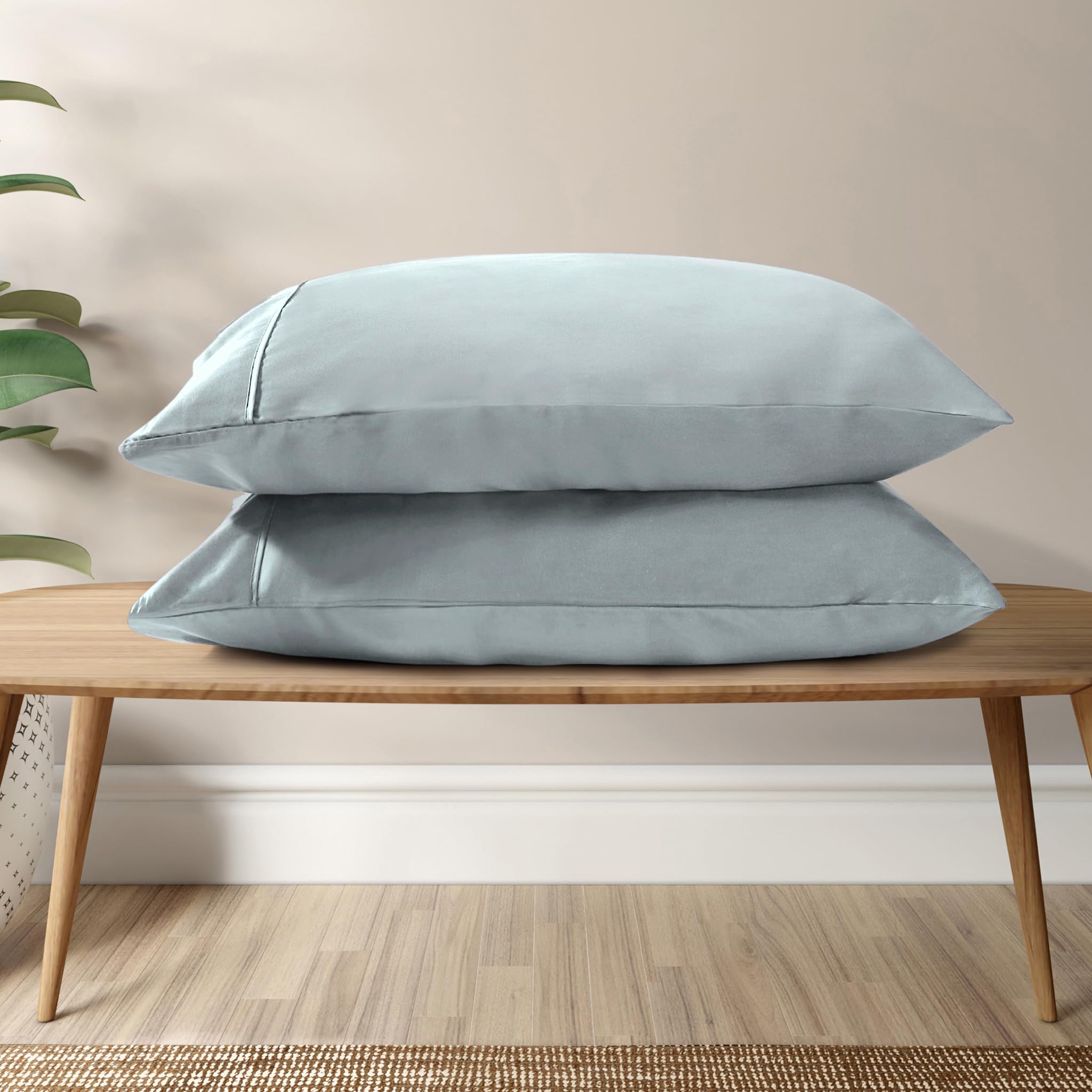 Photo 1 of Bioweaves 100% Lyocell Pillow Cases Standard Size | Silk Alternative Queen Pillow Covers for Hair and Skin with Envelope Closure – Set of 2, Shore