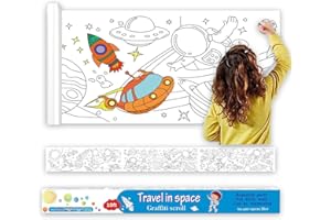 VAMOTTO Large Size Coloring Paper Roll for Kids, Toddler Drawing Paper Roll,DIY Sticky Wall Painting Color Filling Paper,Creative Early Educational Toys for Toddlers 120 * 15 Inch (Space)