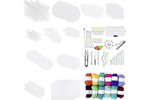 Aulufft 53 Pieces Mesh Plastic Canvas Kit Including 11 Shapes Clear Plastic Sheets and Embroidery Tools for Embroidery, Knit, Yarn Crafting