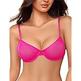 Avidlove Women Sexy Bra Sheer Mesh Unlined Underwire Bra See Throuh Support Everyday Bra