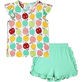 DREAMHALO Toddler Girls Summer Outfits Sleeveless Tank Top and Shorts 2-piece Kids Clothes, Viscose Made from Bamboo 2-6Years